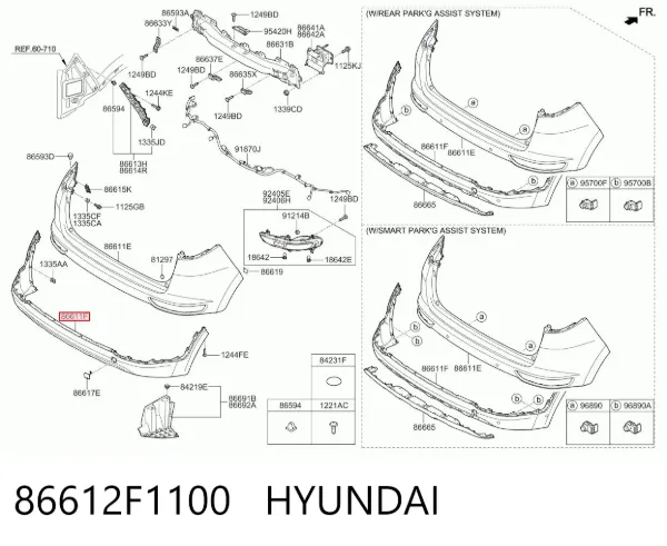 Бампер задній, нижня частина 86612F1100 Hyundai/Kia