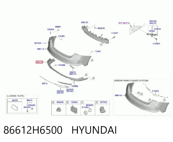Спойлер заднього бампера 86612H6500 Hyundai/Kia