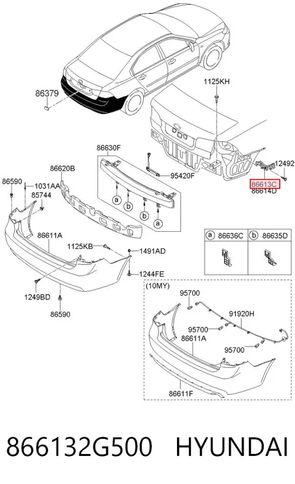 Кронштейн бампера заднього, лівий 866132G500 Hyundai/Kia