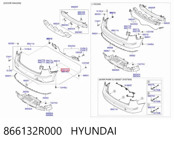 Кронштейн бампера заднього, лівий 866132R000 Hyundai/Kia