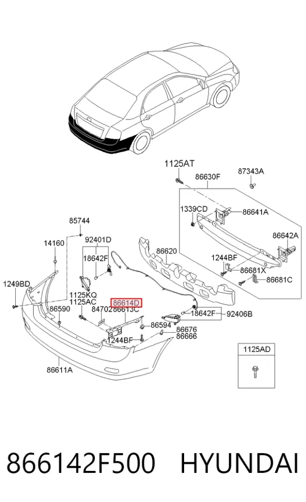 Кронштейн бампера заднього, правий 866142F500 Hyundai/Kia