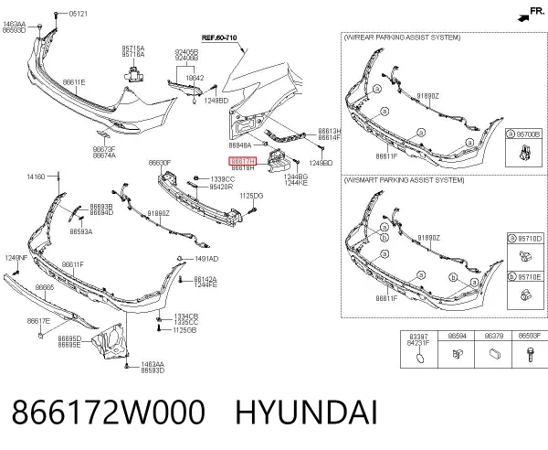 Кронштейн бампера заднього, лівий 866172W000 Hyundai/Kia