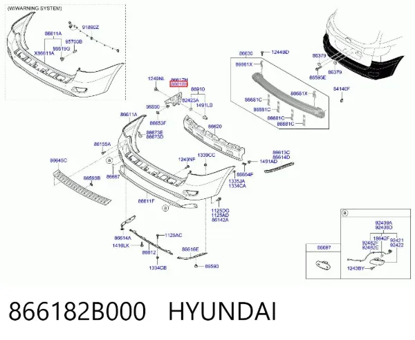 Кронштейн бампера заднього, правий 866182B000 Hyundai/Kia