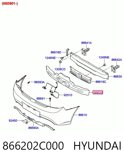 Абсорбер (наповнювач) бампера заднього 866202C000 Hyundai/Kia