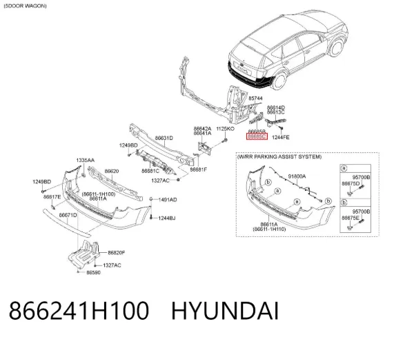Кронштейн бампера заднього, правий 866241H100 Hyundai/Kia