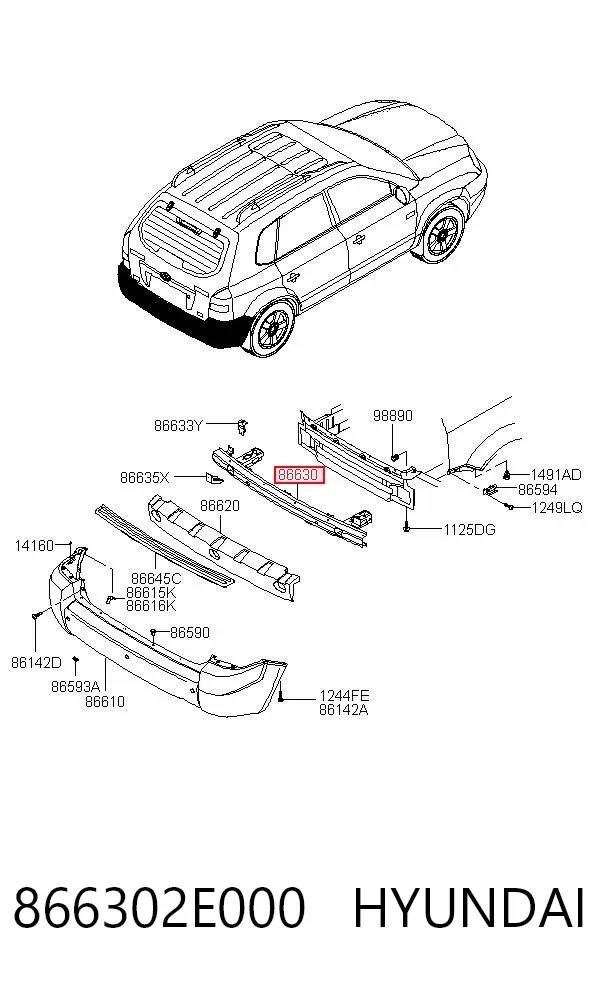 Підсилювач заднього бампера Hyundai Tucson I