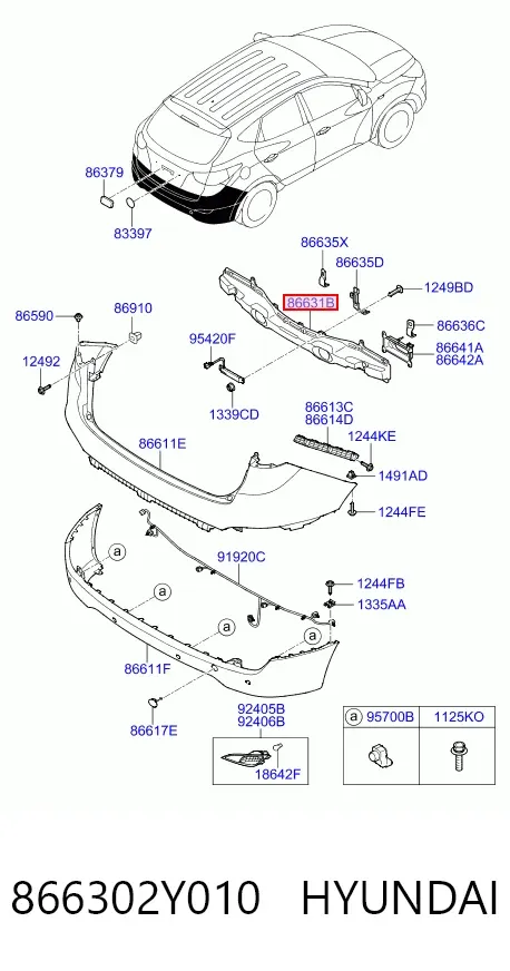 Підсилювач заднього бампера 866302Y010 Hyundai/Kia