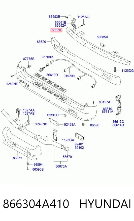 Підсилювач заднього бампера 866304A410 Hyundai/Kia