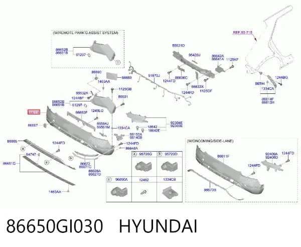 Бампер задній, нижня частина 86650GI030 Hyundai/Kia