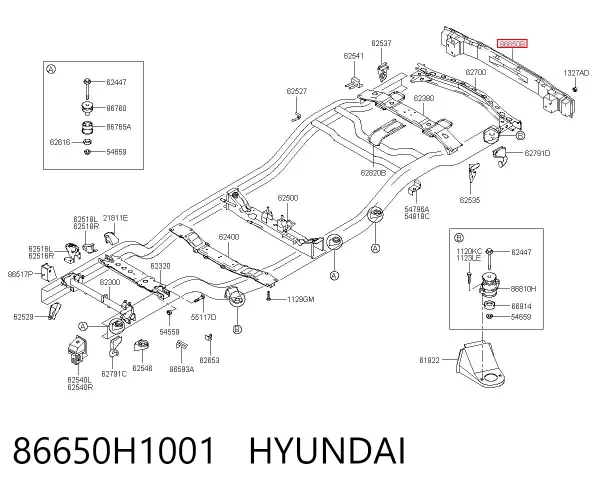 Підсилювач заднього бампера Hyundai Terracan HP