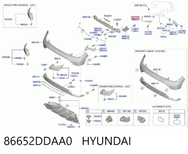 Кронштейн бампера заднього, правий 86652DDAA0 Hyundai/Kia