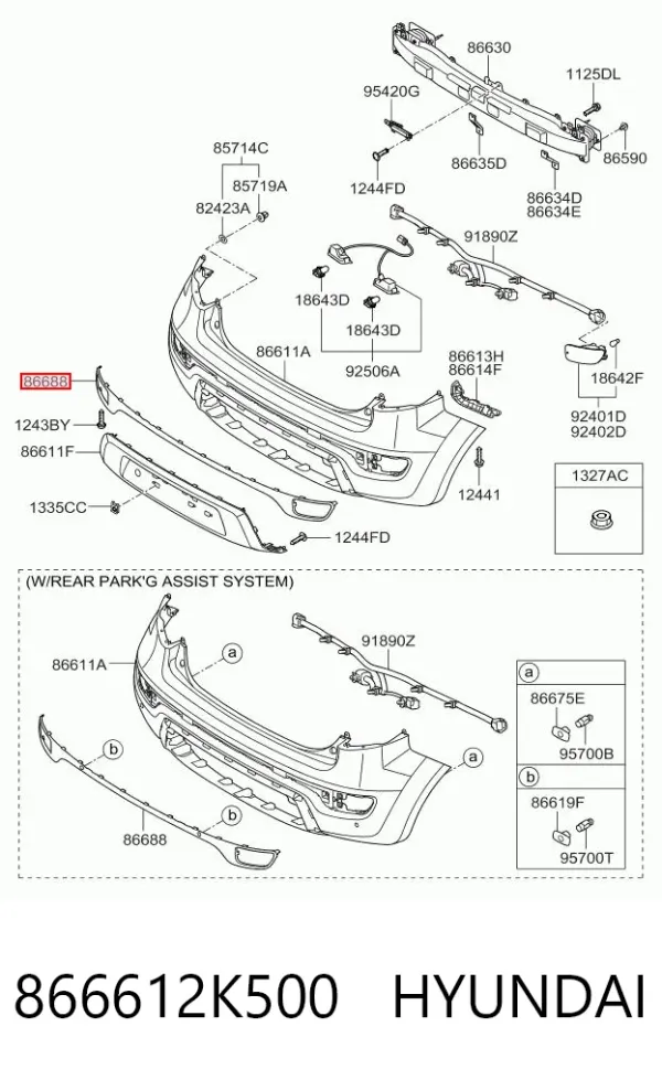 Накладка бампера заднього 866612K500 Hyundai/Kia
