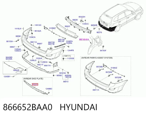 Захист заднього бампера 866652BAA0 Hyundai/Kia