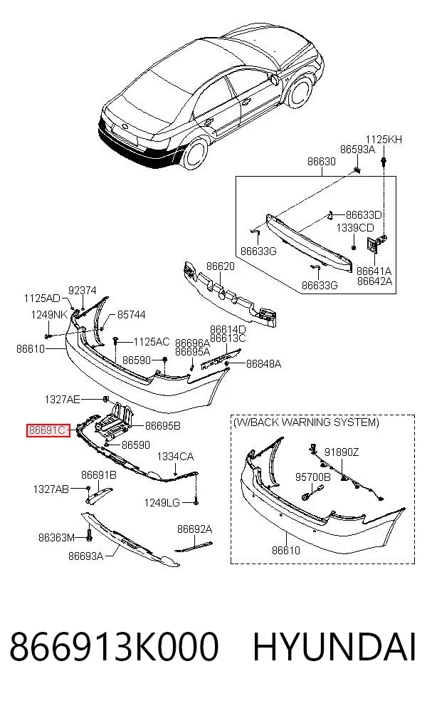 Захист заднього бампера 866913K000 Hyundai/Kia