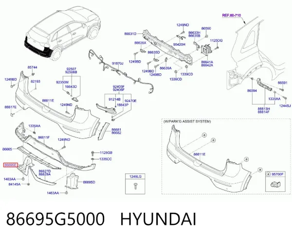 Захист заднього бампера 86695G5000 Hyundai/Kia