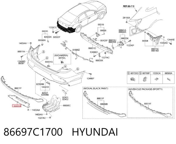 Захист заднього бампера 86697C1700 Hyundai/Kia