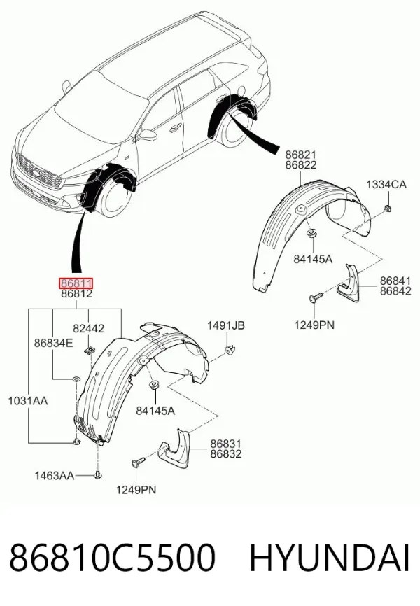 Підкрилок передній лівий 86810C5500 Hyundai/Kia