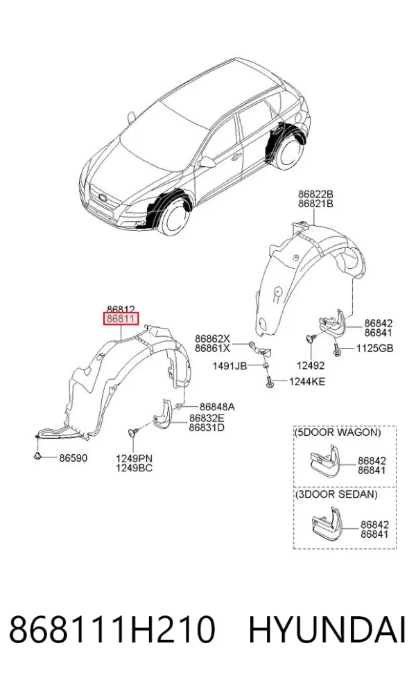 Підкрилок передній лівий 868111H210 Hyundai/Kia