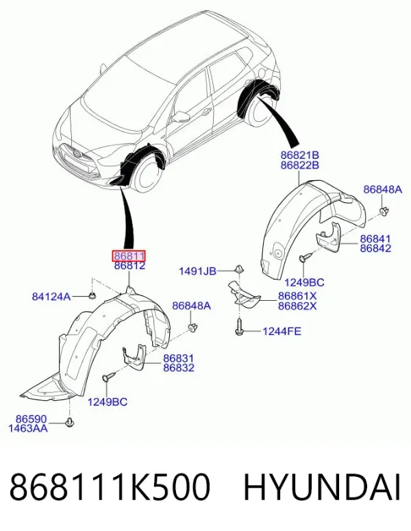 Підкрилок передній лівий 868111K500 Hyundai/Kia