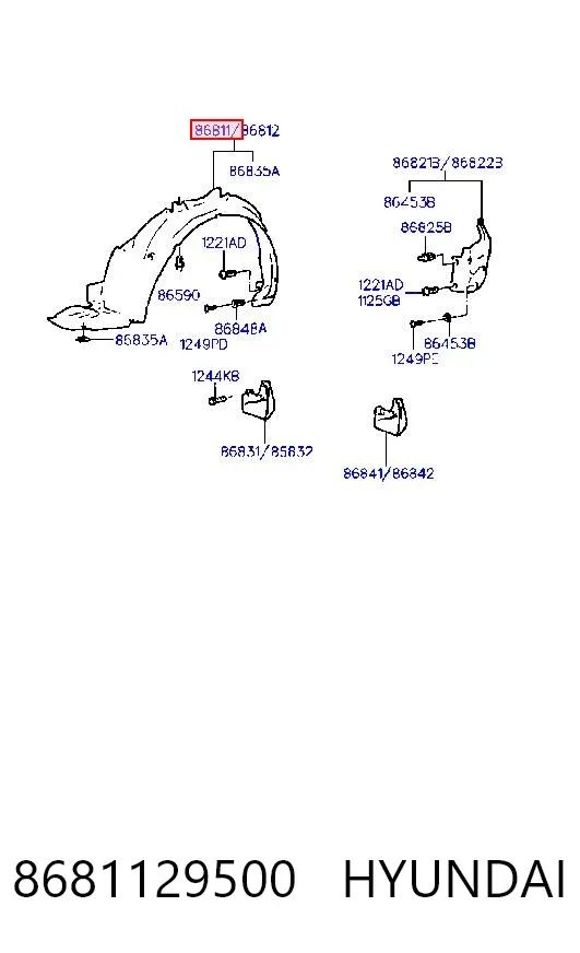 Підкрилок передній лівий 8681129500 Hyundai/Kia