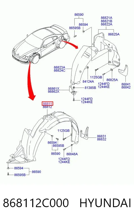 Підкрилок передній лівий Hyundai Coupe II