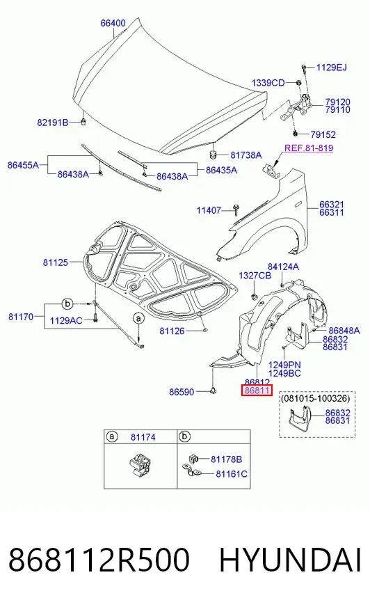 Підкрилок передній лівий 868112R500 Hyundai/Kia