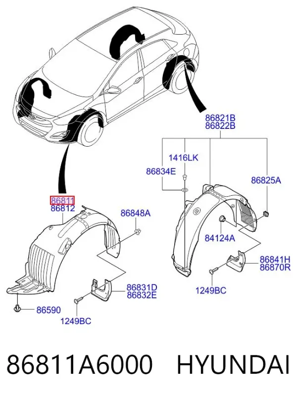 Підкрилок передній лівий 86811A6000 Hyundai/Kia