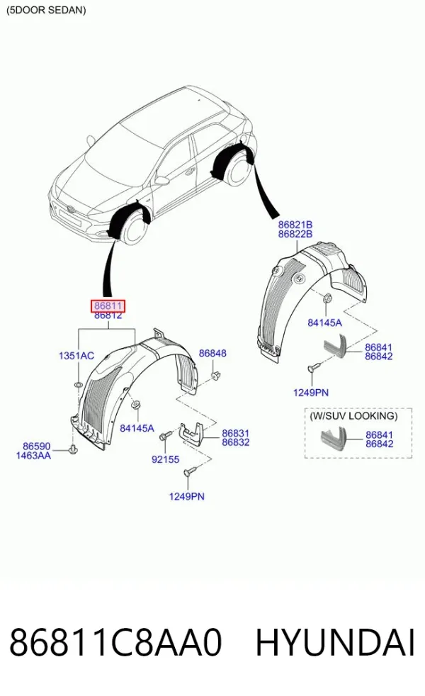 Підкрилок передній лівий 86811C8AA0 Hyundai/Kia