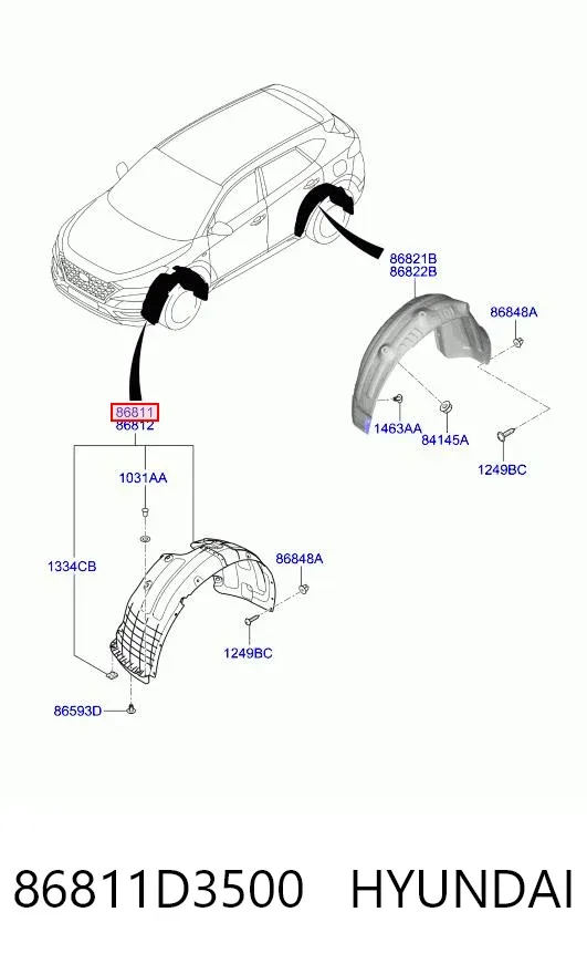 Підкрилок передній лівий 86811D3500 Hyundai/Kia