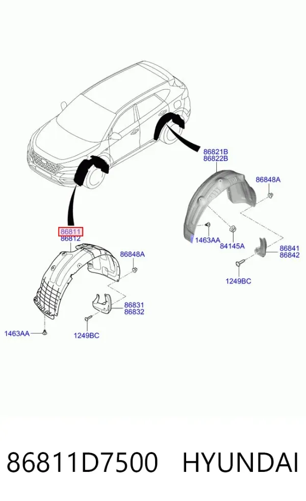 Підкрилок передній лівий 86811D7500 Hyundai/Kia