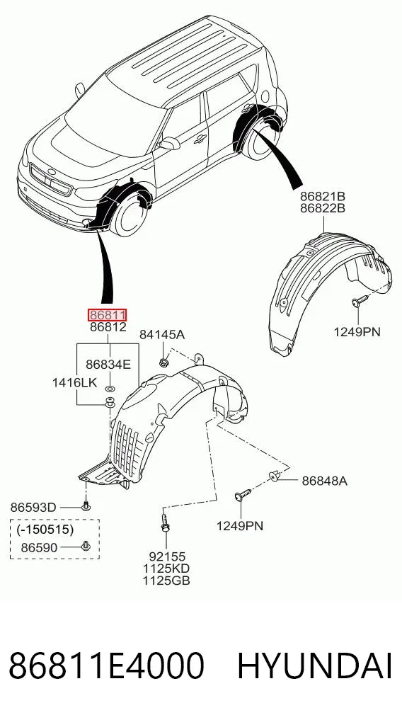 Підкрилок передній лівий 86811E4000 Hyundai/Kia