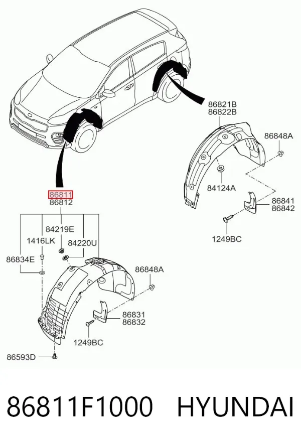 Підкрилок передній лівий 86811F1000 Hyundai/Kia