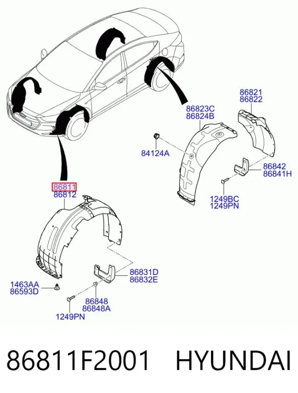 Підкрилок заднього крила, лівий передній 86811F2001 Hyundai/Kia