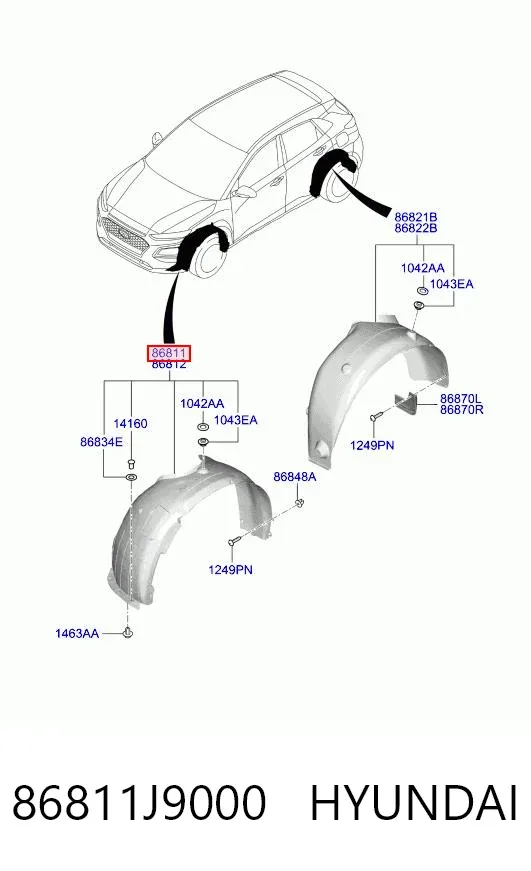 Підкрилок передній лівий 86811J9000 Hyundai/Kia