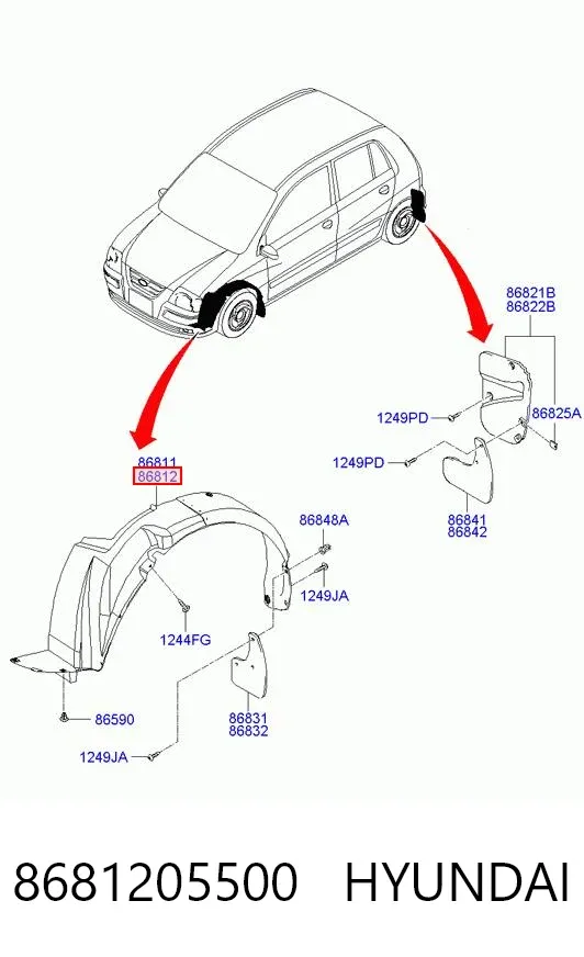 Підкрилок передній правий 8681205500 Hyundai/Kia