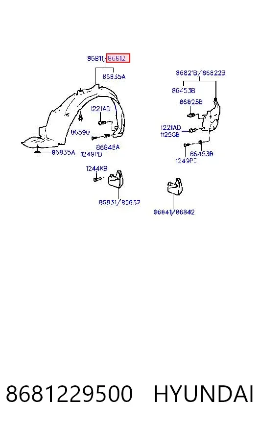 Підкрилок передній правий 8681229500 Hyundai/Kia