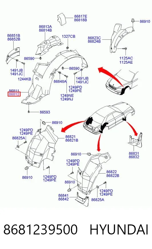 Підкрилок передній правий 8681239500 Hyundai/Kia