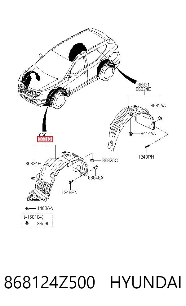 Підкрилок передній правий 868124Z500 Hyundai/Kia