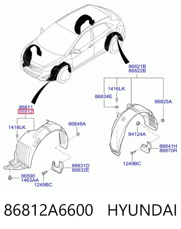 Підкрилок передній правий 86812A6600 Hyundai/Kia