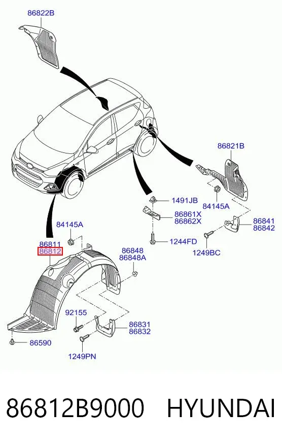 Підкрилок передній правий 86812B9000 Hyundai/Kia