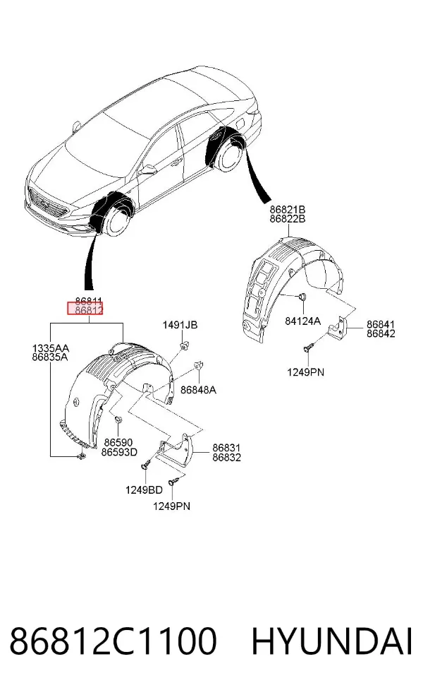 Підкрилок передній правий 86812C1100 Hyundai/Kia