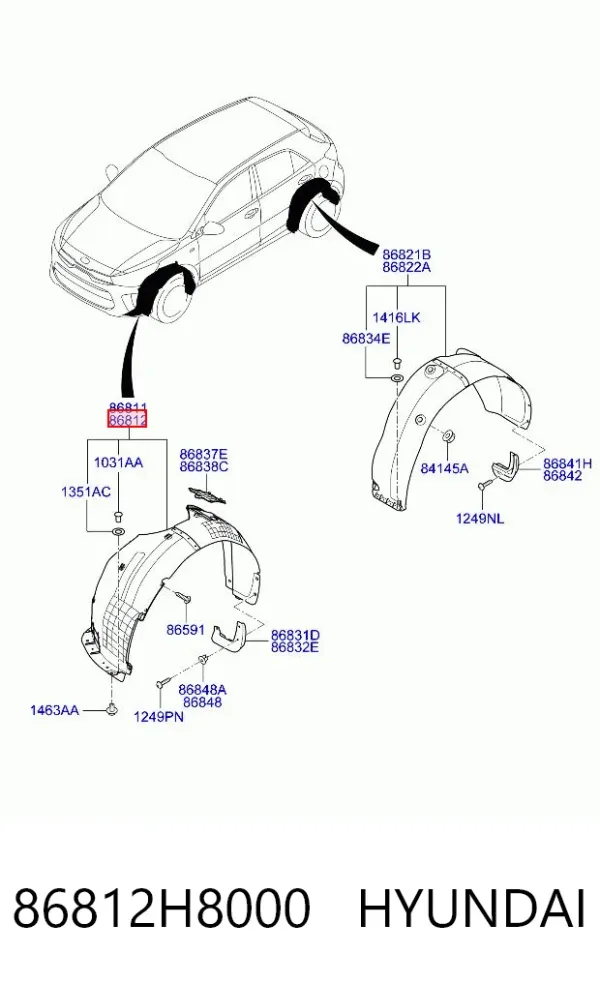 Підкрилок передній правий 86812H8000 Hyundai/Kia