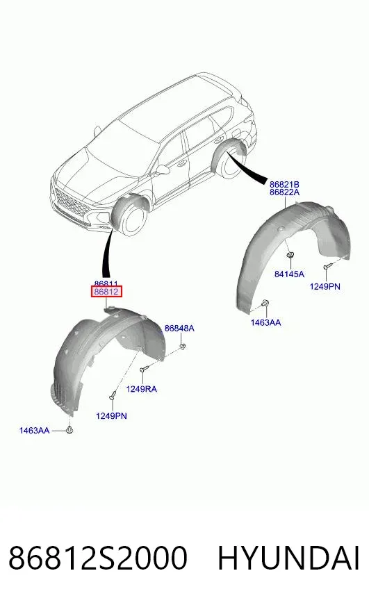 Підкрилок передній правий 86812S2000 Hyundai/Kia