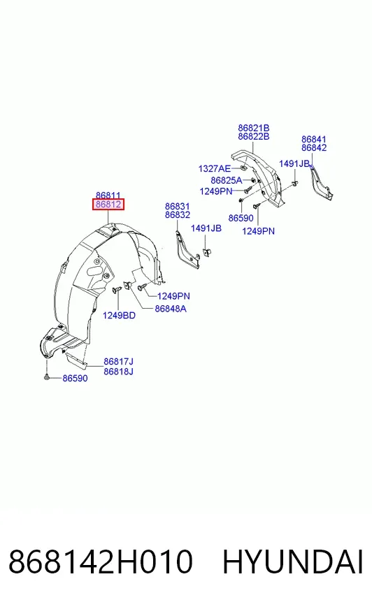 Підкрилок передній правий 868142H010 Hyundai/Kia