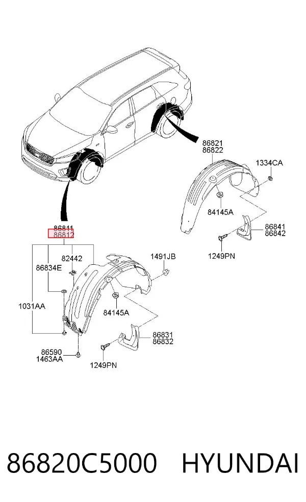 Підкрилок передній правий 86820C5000 Hyundai/Kia