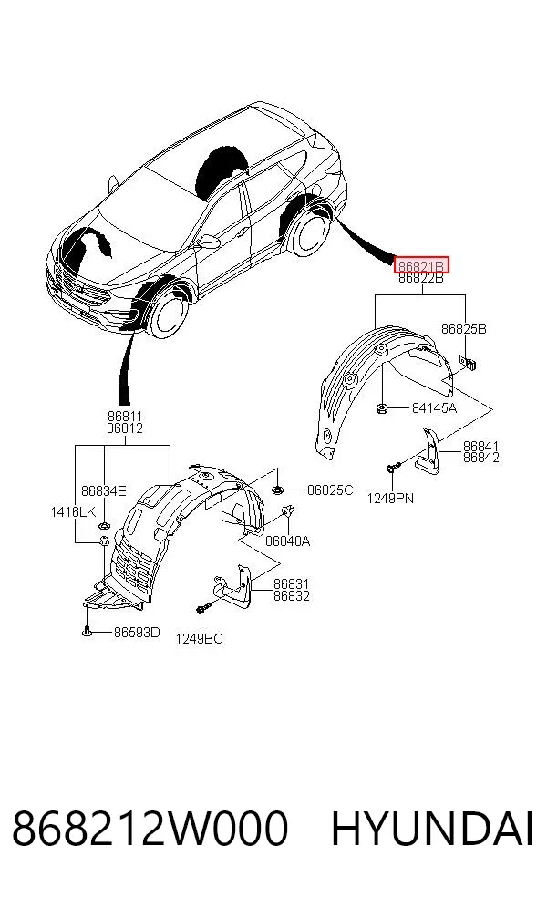 Підкрилок заднього крила, лівий 868212W000 Hyundai/Kia