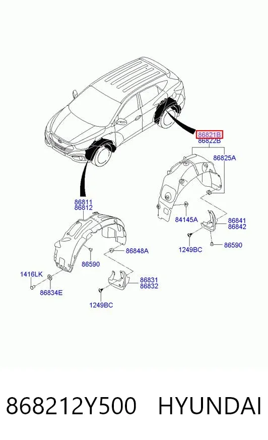 Підкрилок заднього крила, лівий 868212Y500 Hyundai/Kia