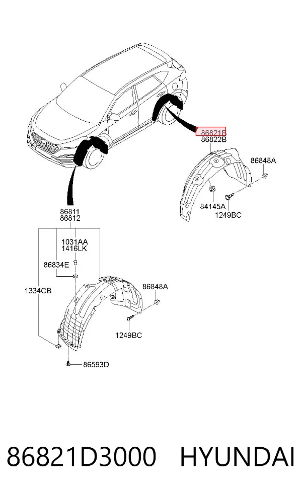 Підкрилок заднього крила, лівий 86821D3000 Hyundai/Kia