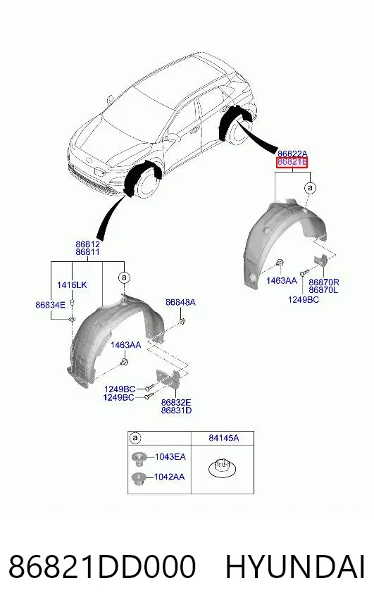 Підкрилок заднього крила, лівий 86821DD000 Hyundai/Kia