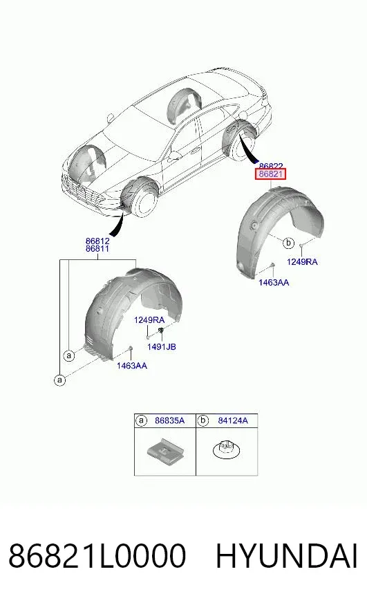 Підкрилок заднього крила, лівий 86821L0000 Hyundai/Kia